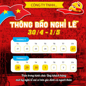 Thông báo nghỉ lễ dịp 30.4 - 01.5 mẫu 57 file PSD