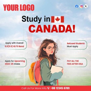 Poster cô gái đi du học canada file PSD mẫu DH132