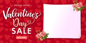 Banner giảm giá ngày valentine nền trái tim đỏ file vector mẫu số 276