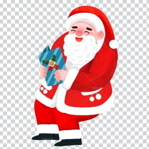 Hình ảnh ông già noel cầm hộp quà file PNG mẫu BN24