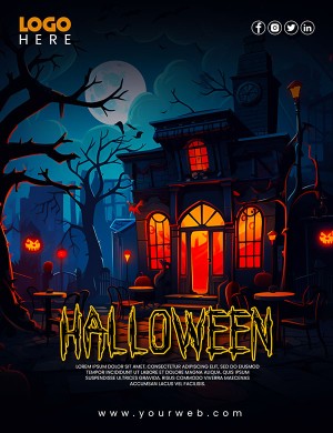 Poster lễ hội halloween kinh dị file PSD mẫu MB187