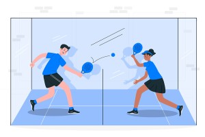 Hình ảnh cặp đôi đánh tennis file vector mẫu HV32