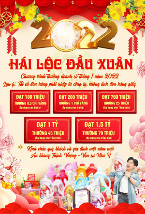 Poster hái lộc đầu xuân chương trình giảm giá đồ gia dụng mẫu T06 PSD