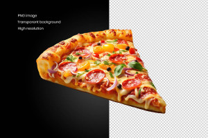 Hình minh họa miếng bánh pizza nhân lạp xưởng file PSD - mẫu số 801