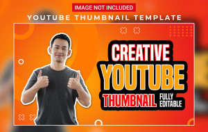 Ảnh thumb kênh youtube nền màu cam mẫu T79 file PSD