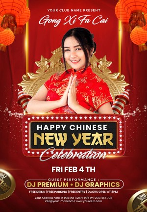 Poster trang phục ngày tết nguyên đán file PSD mẫu 25R1223