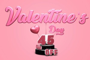 Banner giảm giá ngày valentine nền hồng file PSD mẫu số 406