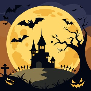 Background đêm trăng ma quái lễ hội halloween file EPS - mẫu số 117