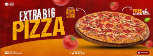 Banner quảng cáo bánh Pizza cỡ lớn và cà chua mẫu L08 file PSD