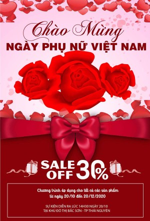 Poster chúc mừng ngày phụ nữ việt nam file EPS và AI mẫu PN258