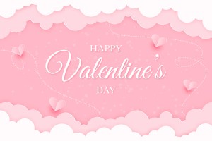 Banner ngày valentine nền màu hồng file vector mẫu BV351