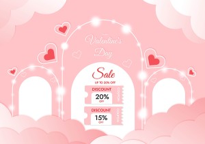 Banner sale ngày lễ tình nhân lãng mạn file vector mẫu BV94