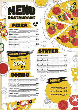 Menu nhà hàng Pizza K41 file EPS