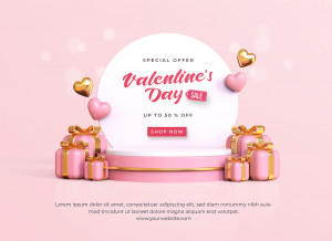 Banner valentine giảm giá 50% file PSD