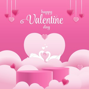 Banner bục 3D quà tặng ngày lễ valentine file vector mẫu BV300