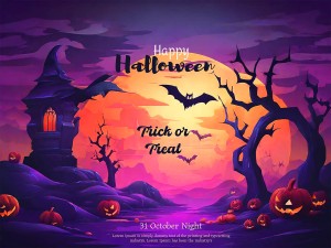 Banner khu rừng ma quái halloween file PSD - mẫu số 619