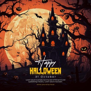 Banner lâu đài ma quái halloween file PSD - mẫu số 256