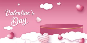 Background bục 3D trưng bày nền hồng valentine file vector mẫu số 238