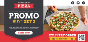 Banner quảng cáo bánh pizza mua 1 tặng 1 L36 file AI và EPS