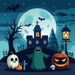 Background lễ halloween kinh dị file EPS và AI mẫu MB48