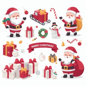 Bộ sưu tập ảnh ông già noel, hộp quà, xe tuần lộc Vector