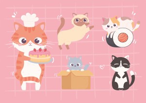 Bộ sưu tập những chú mèo cute file vector mẫu CM277