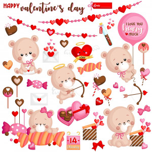 Hình minh họa đồ trang trí valentine file EPS và AI mẫu V81