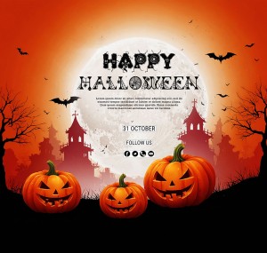 Poster lễ hội halloween kinh dị file PSD mẫu MB281