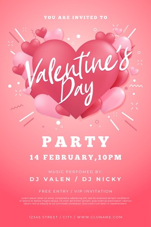 Poster ngày valentine màu hồng lãng mạn file vector mẫu BV41