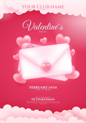 Poster valentine phong thư tình yêu file vector mẫu số 660