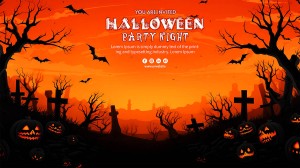 Banner đêm kinh dị halloween file PSD - mẫu số 272