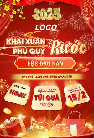 Poster ưu đãi quà tặng dịp khai xuân file PSD mẫu số 763