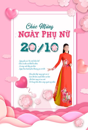 Thiệp chúc mừng ngày phụ nữ việt nam file PSD mẫu PN219