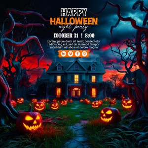 Poster lễ hội halloween file PSD mẫu MB347