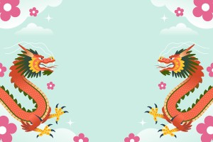 Background con rồng châu á file vector mẫu PT77