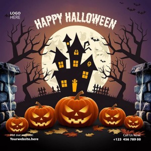 Banner lâu đài ma quái halloween file PSD - mẫu số 538