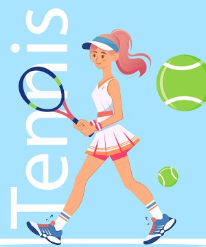 Poster vận động viên nữ đánh tennis file vector mẫu HV50