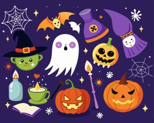 Hình minh họa nhân vật trang trí halloween kinh dị file EPS và AI mẫu MB148