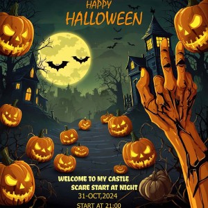 Banner bí ngô ma quái halloween file PSD - mẫu số 473