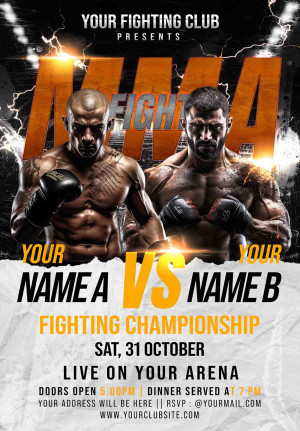 Poster thể thao trận đấu boxing F22 file PSD