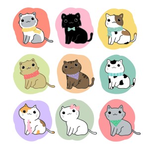 Bộ sưu tập những chú mèo cute file vector mẫu CM267