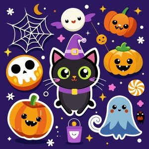 Hình minh họa nhân vật trong lễ hội halloween file EPS và AI mẫu MB106