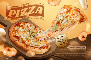 Banner bánh pizza nhân hải sản phô mai file EPS - mẫu số 466