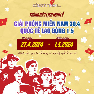 Thông báo nghỉ lễ dịp 30.4 - 01.5 mẫu 58 file PSD