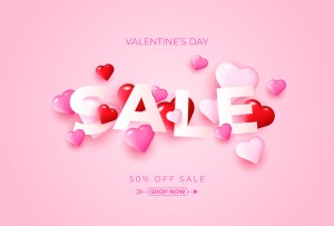 Banner sale dịp valentine nền hồng file vector mẫu số 636