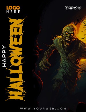 Poster lễ hội halloween kinh dị file PSD mẫu MB178