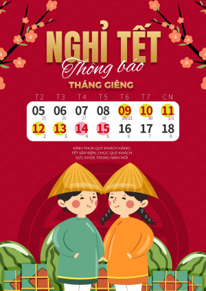 Poster thông báo lịch nghỉ Tết mẫu 39 PSD