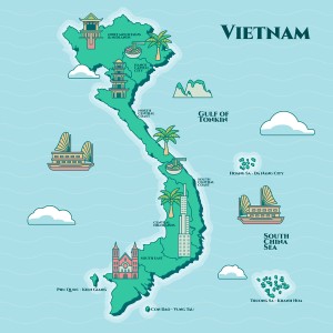 Bản đồ Việt Nam vector danh lam thắng cảnh vector 2