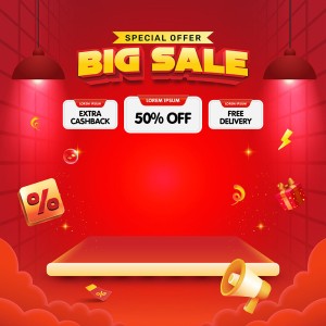 Banner bục 3D sale sàn TMDT file vector mẫu JH259