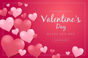 Banner giảm giá dịp valentine nền hồng trái tim file vector mẫu số 294